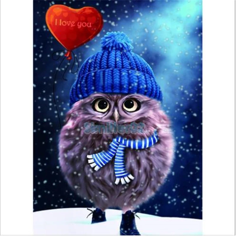Милая сова 5D круглая алмазная живопись вышивка рукоделие хрустальные стразы