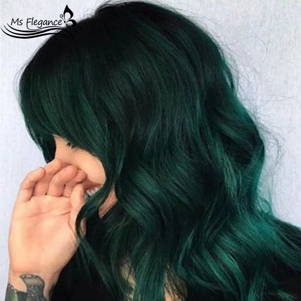 

Женский волнистый парик MS FLEGANCE, зеленый короткий парик с челкой, накладные волосы для косплея Лолиты, термостойкий Повседневный синтетичес...