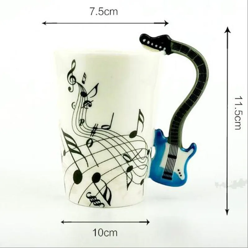 

250 ml Creative Coffee Cup Ceramic Music Note Mug Violin Guitar Handle Tea Milk Piano Stave Funny Cups Novelty Gifts For Kids