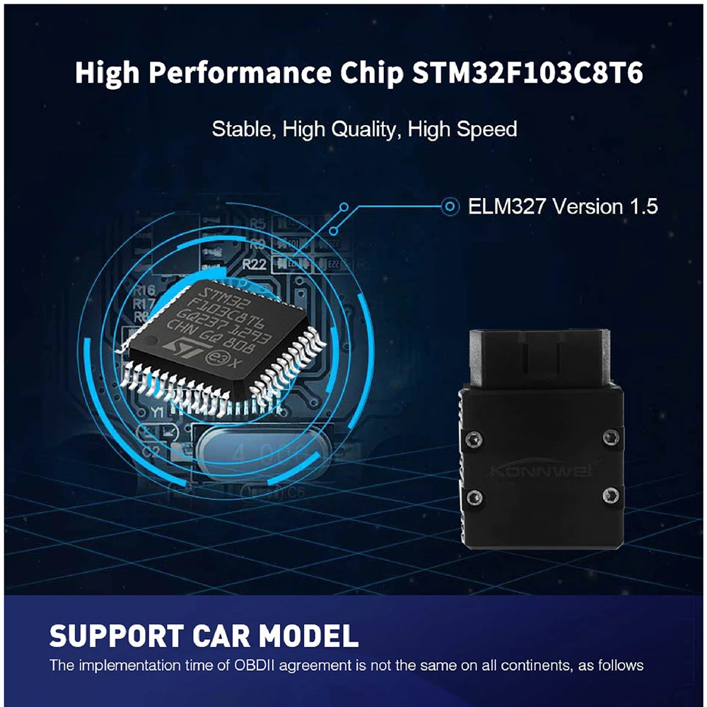 Автосканер KONNWEI KW902 ELM327 WIFI V1.5 PIC25K80 ELM 327 Поддержка IOS для iPhone iPad и Android ПК EML327 полный