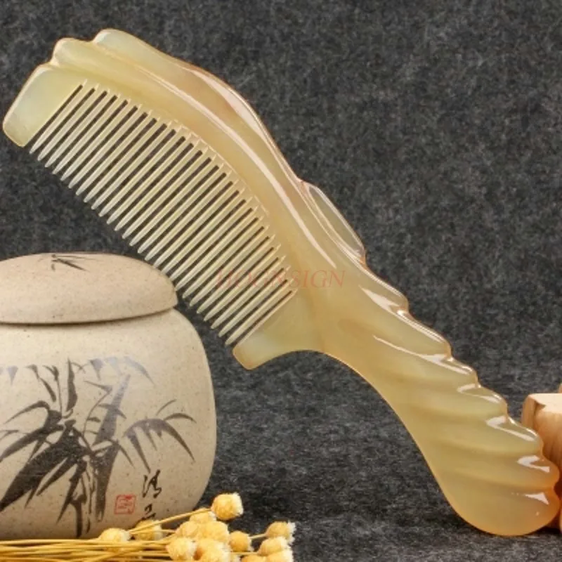 natural hair comb Craftsmanship Carved Pure Horn Comb Natural Large Long Hair Home Massage Birthday Expensive Gift Combs