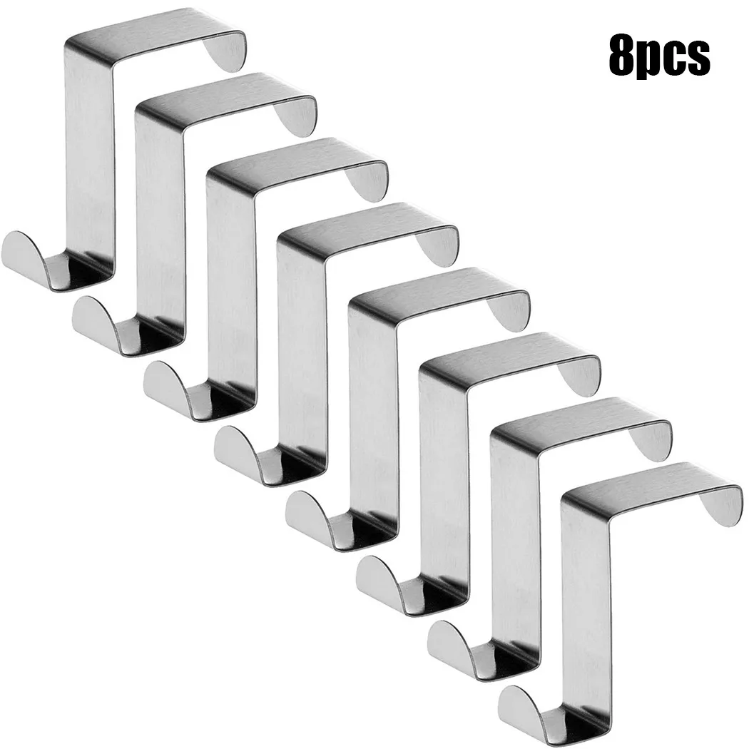 

8* Hanger 6*4*2cm Stainless Steel Hooks Reversible Hooks Over Cupboard Drawer Door HOOKS (8 Pcs) * 100% Brand New