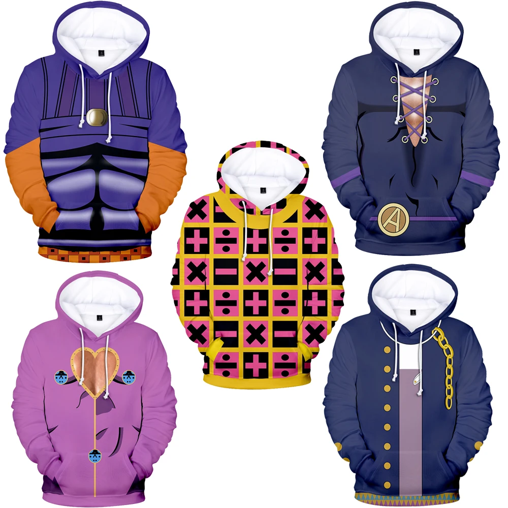 

Anime JoJo's Bizarre Adventure Cosplay Hoodie Kujo Jotaro CRAZY DIAMOND Hoodies Tops Boys Girls Pullovers Halloween Costume Coat