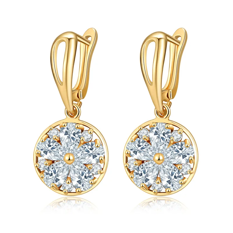 

2021 YJGS Newest Boutique Dangle Earring For Female Copper Gold-Plated AAA Zircon Pendant Earrings Wedding Jewelry Birthday Gift