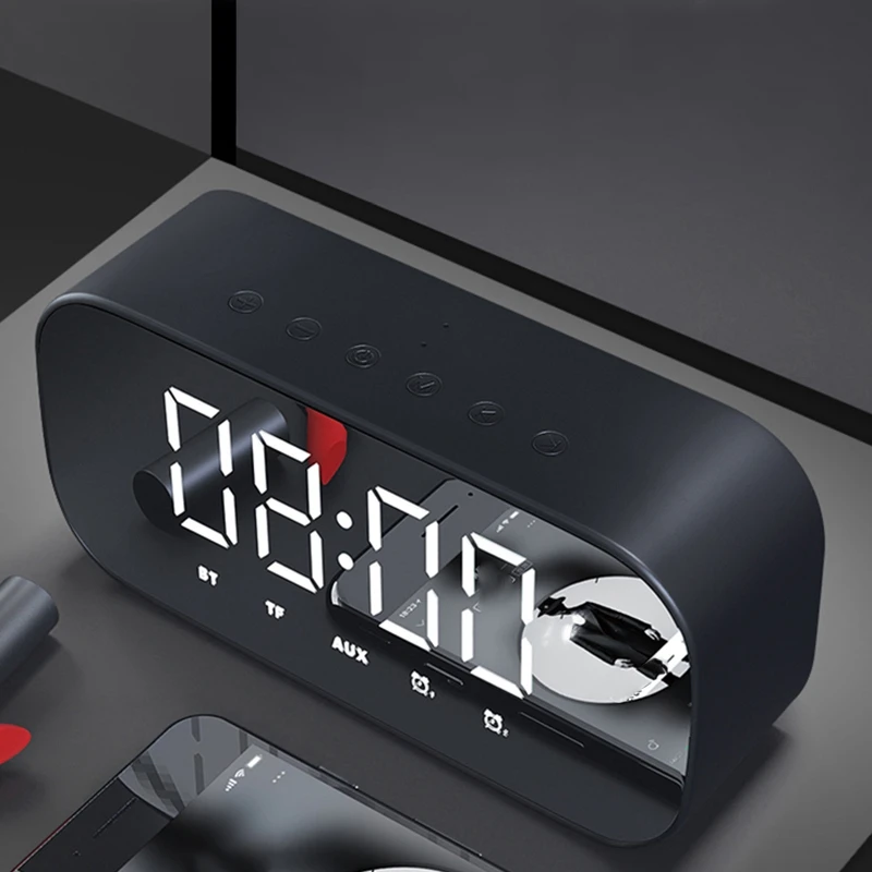 Bluetooth динамик с fm-радио светодиодный зеркальный будильник часы сабвуфер музыкальный плеер Повтор Настольные часы беспроводные