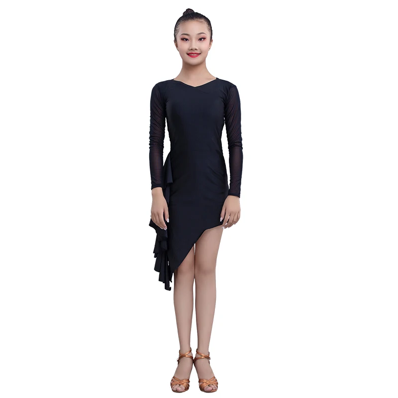 

Black Dress For Girls Latin Dance Clothes Kids Prom Party Outfit Rumba Tango Wear Ballroom Dance Competition Standard Dress 3486