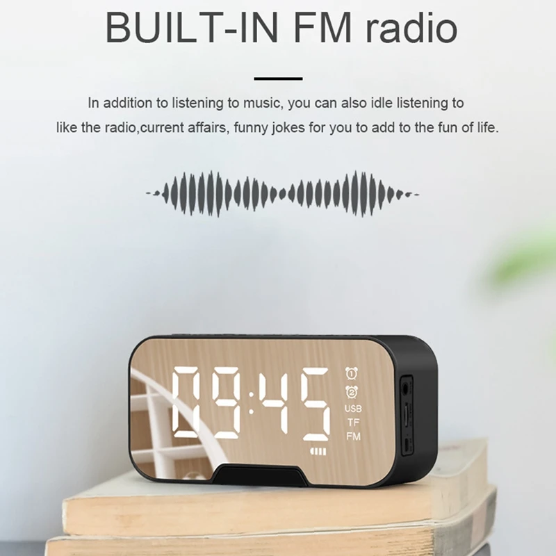 Портативный беспроводной светодиодный Зеркальный Цифровой Bluetooth динамик с