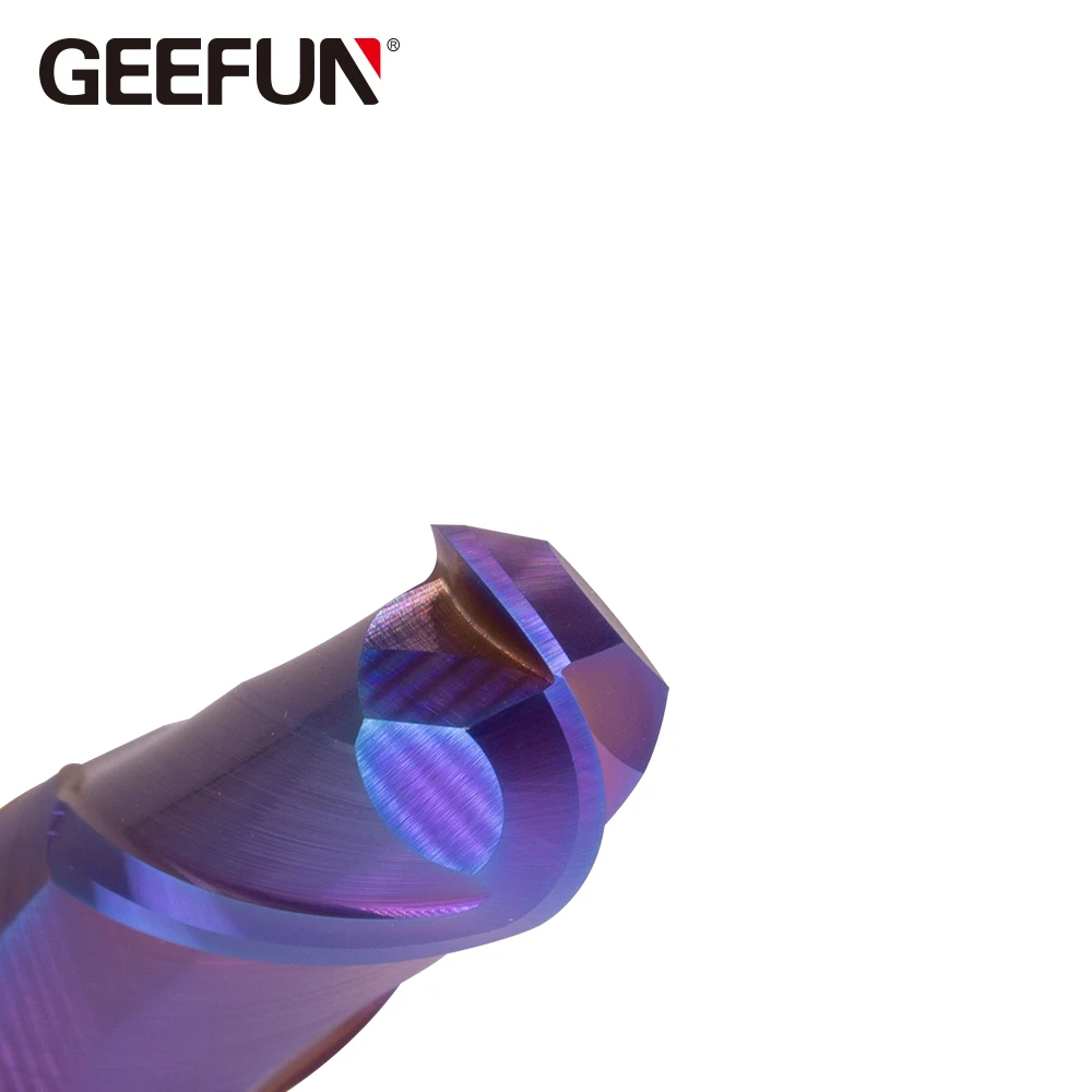 

HRC60 GEEFUN GEK Carbide Ball Nose End Mill 2F Milling cutter Alloy Tungsten Steel tool BlueNaCo Coated CNC maching end mill
