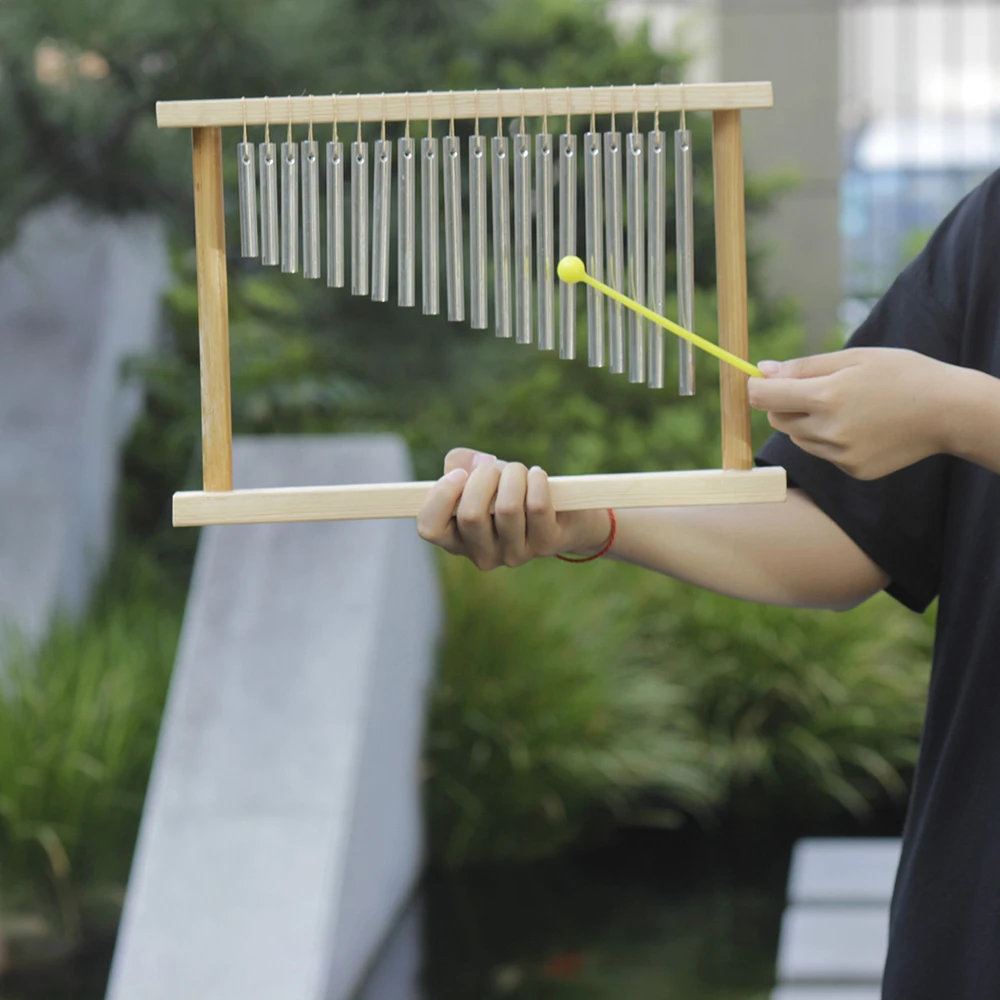 

20-Tone Table Top Bar Chimes 20 Bars Single-row Musical Percussion Instrument Music Percussion Instrument With Wood Stand Stick