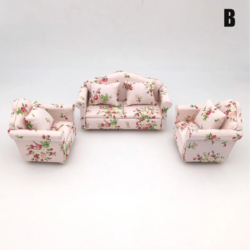 3 шт./компл. набор диванов с принтом мини-модель мебели для кукол 1/12 игрушки