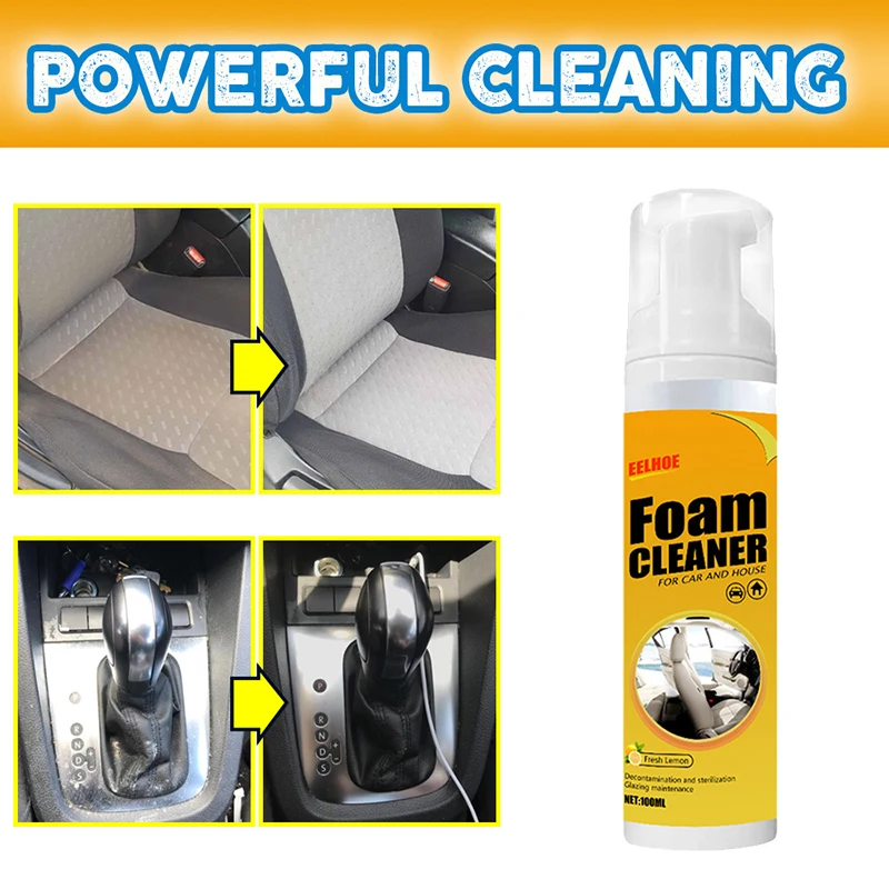 

100ml Car Leather Foam Cleaner with Lemon Flavor Multi-Use Easy Operation Easy to Remove Portable Long Lasting for Car WWO66