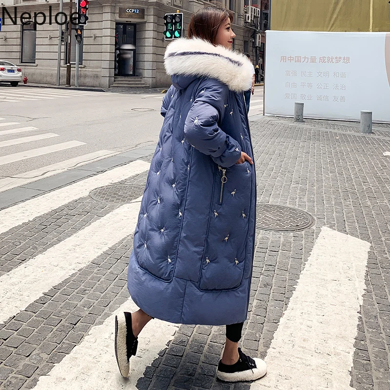 Neploe Bf Abrigos Mujer Inverno Толстое Зимнее пальто для женщин темперамент макси свободные тонкие вышитые Casaco Feminino 46374