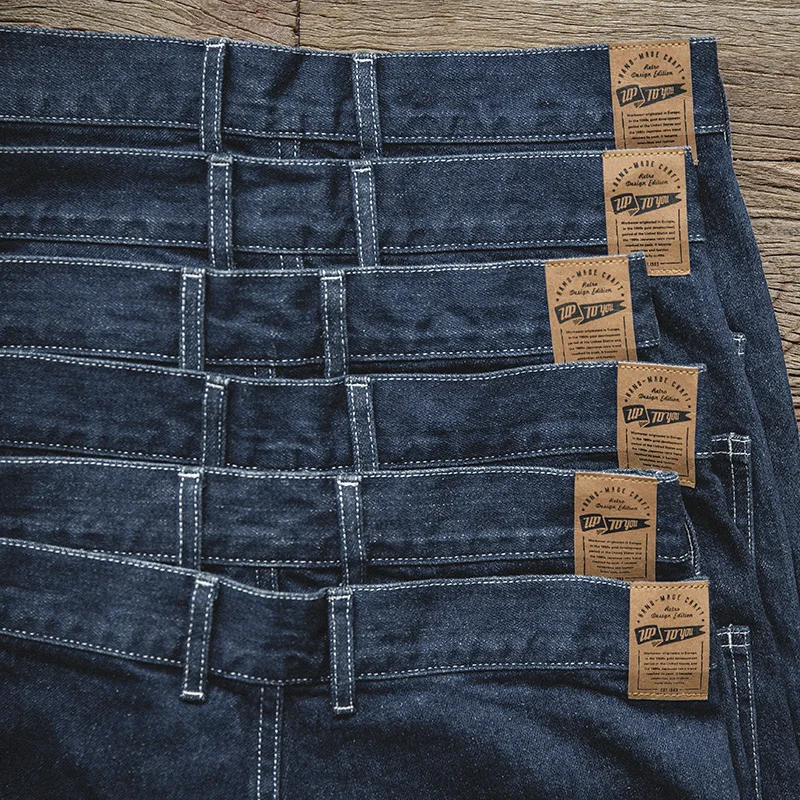 Мужские потертые прямые свободные Стрейчевые рабочие джинсы С 5 Карманами |