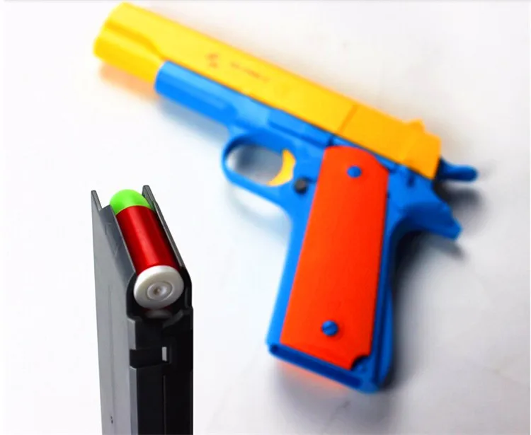 1 шт. классический M1911 игрушечный пистолет детская игрушечная пушка мягкая пуля пистолет пластиковый револьвер Детская уличная забавная игра игрушка Стрелялка