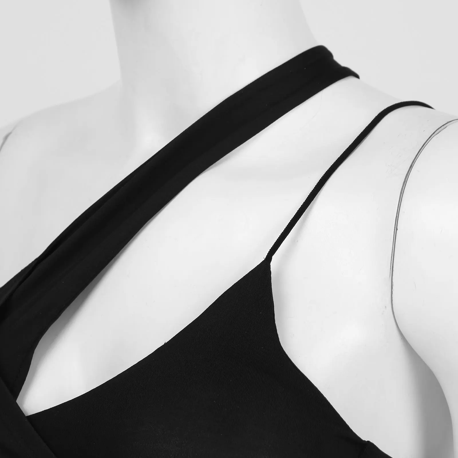 

Summer Women Yoga Vest Asymmetrical Slant Shoulder Straps Open Upper Back Removable Pads Cropped Top For Gym Fitness Sport