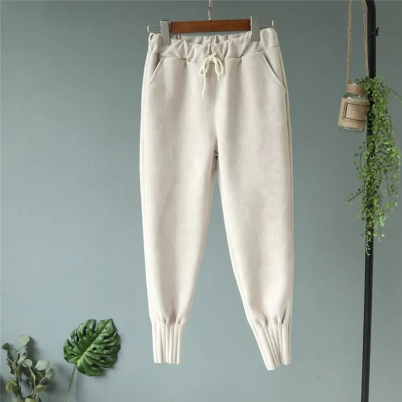 Осенне-зимние штаны Теплый Женский по щиколотку шерстяные штаны-шаровары с