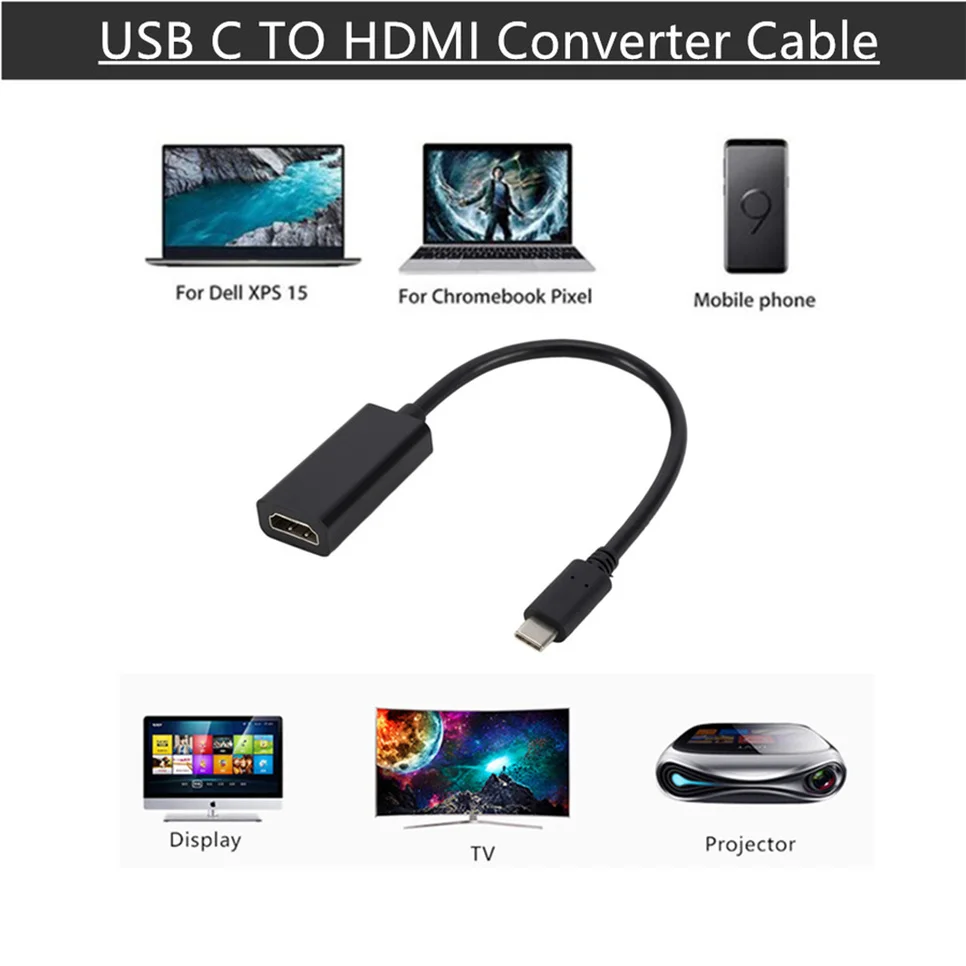 4K USB Type C к HDMI-совместимый адаптер для ПК компьютера телевизора дисплея HD ТВ