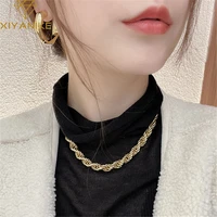 xiyanike silver color coarse twist hollow ferrule necklace for women fashion simple jewelry party adjustable wholesale