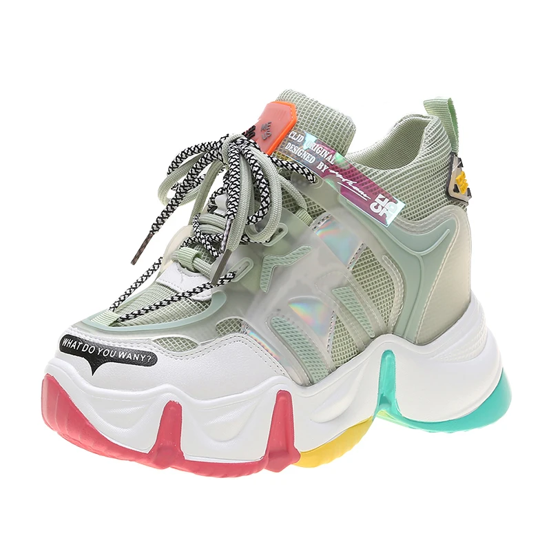

Brand New Women Chunky Sneakers Fashion Platform Shoes Ladies 9CM Wedges Breathable Casual Sports Shoes Woman Summer Dad Shoes