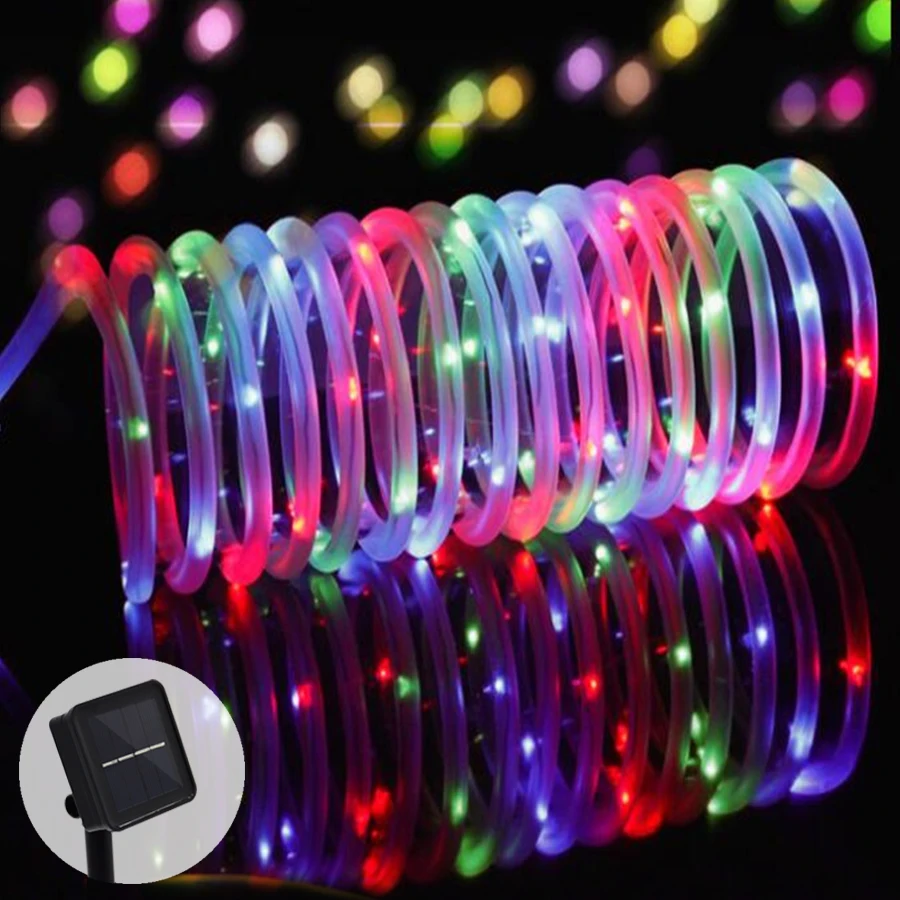 Солнечная СВЕТОДИОДНАЯ Гирлянда Веревка 100 светодиодный Солнечный свет строка