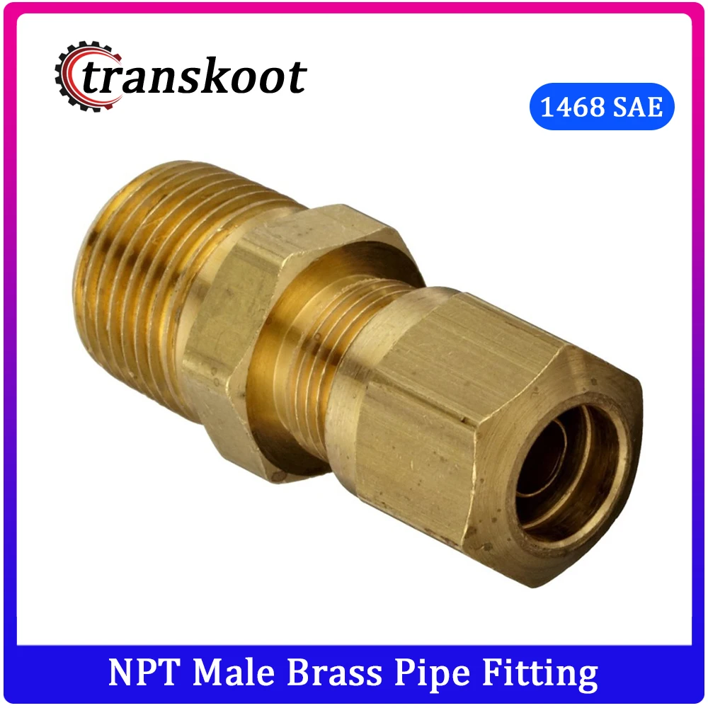 1468 SAE 100102BA 3/" OD, 1/8" или 1/" или 3/8" или 1/" NPT Мужской Латунный трубный фитинг DOT воздушный тормоз трубки Мужской Разъем