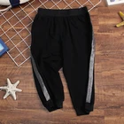 Спортивные повседневные брюки длиной до икры, женские летние модные новые сращивающиеся ленты, свободные, с эластичной талией, женские шаровары