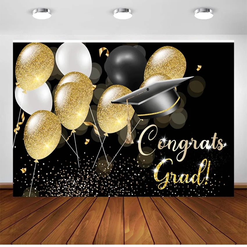 Выпускные вечерние фоны для фотосъемки Золотые шарики в виде бутылок