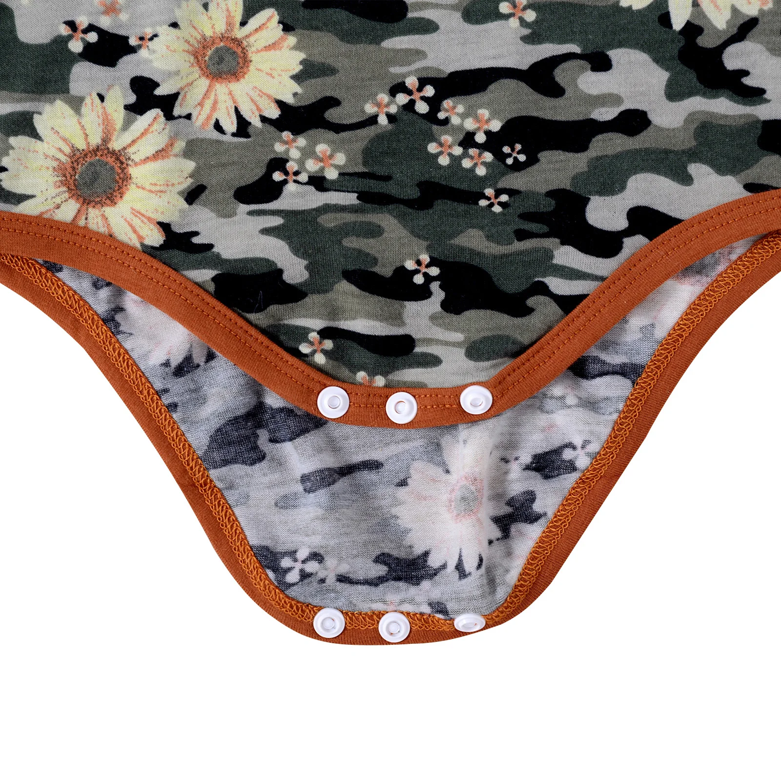 

0-24 Months Baby's Sunflower Camouflage Printed Romper Set, Summer Sleeveless Round Neck Triangle Bodysuit with Bow Headband