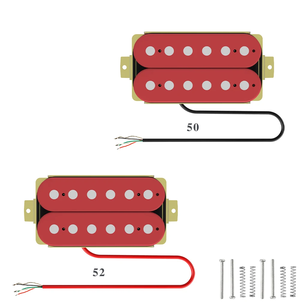

NAOMI 2pcs Double Coil Humbucker Guitar Pickup Set 50/52mm Neck& Bridge Ceramic Open Style For Electric Guitar-Red