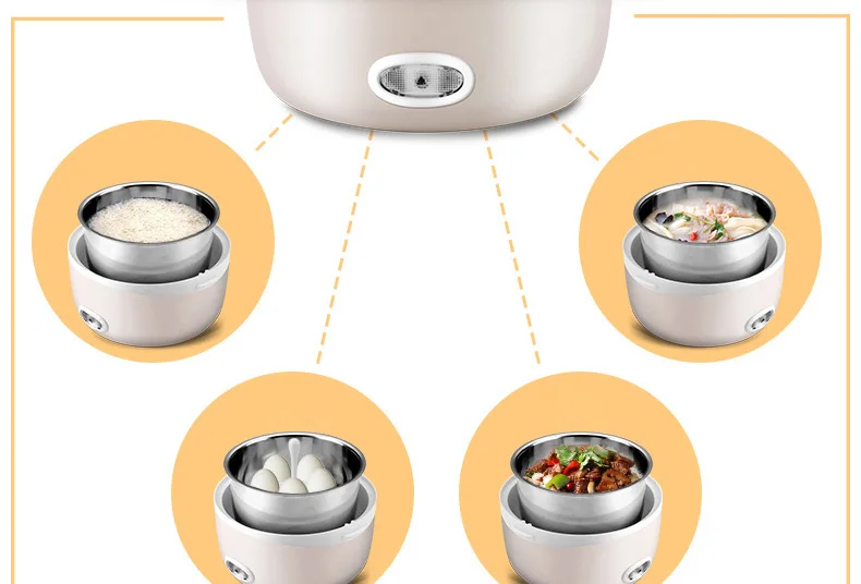 

220V MINI rice cooker insulation heating electric lunch box 2 layers Portable Steamer multifunction automatic Food Container EU