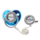 Синие Роскошные соски-пустышки для новорожденных младенцев, блестящие соски-пустышки без бисфенола А, силиконовые соски-пустышки с надписью, держатель соски для кормления, детский душ