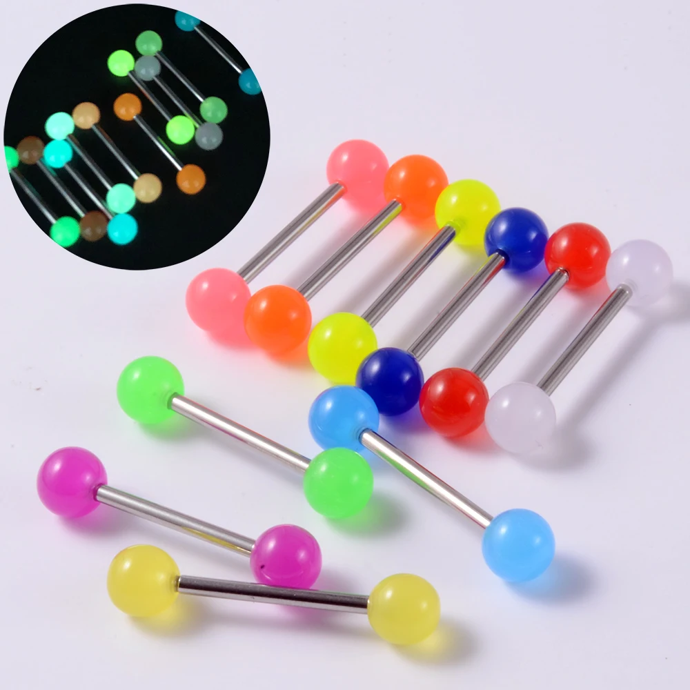 10 шт пластик пирсинг со штангой бары патрубок Кольцо Световой панк модное