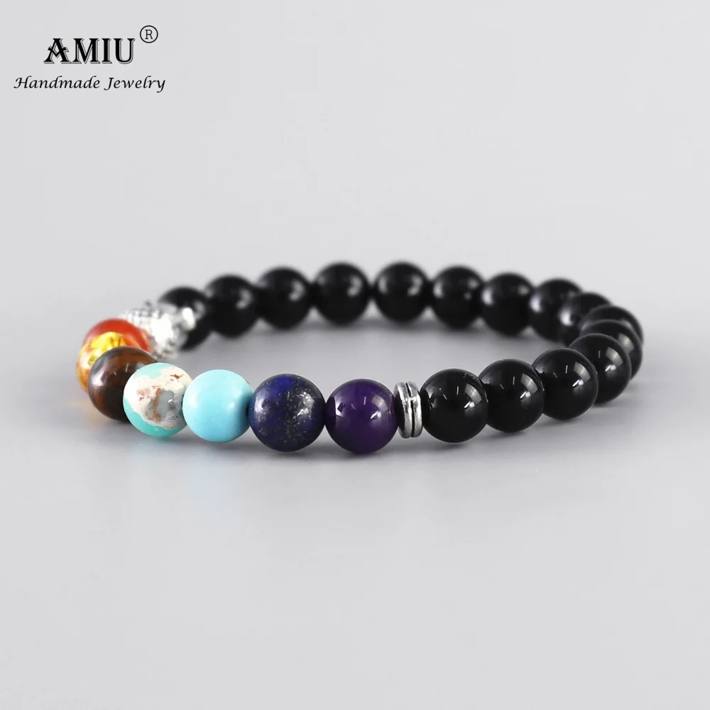 Браслеты AMIU из 7 Чакр высокого качества натуральные бусины для мужчин и женщин