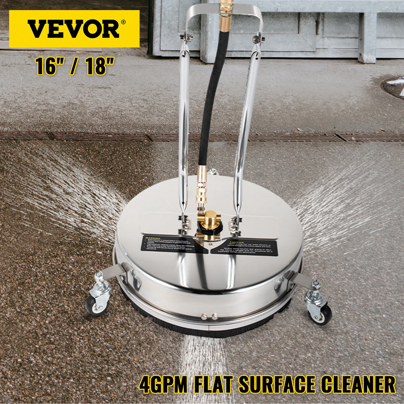 

VEVOR 16 18 Inch Surface Cleaner Twin Rotary Arm 4000PSI 1/4" QC Stainless Steel Pressure Washer Decks Surface Cleaning Machine