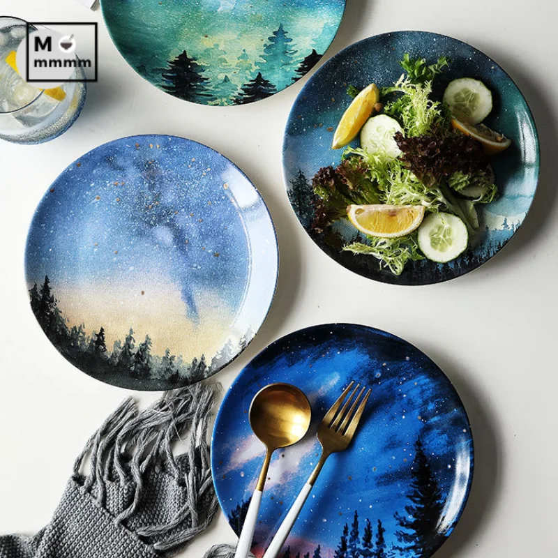 8-дюймовая керамическая посуда набор тарелок для десертов стейков хлеба