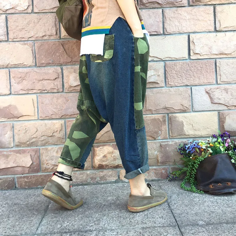 Женские Мешковатые джинсовые широкие брюки с заниженным шаговым швом эластичной