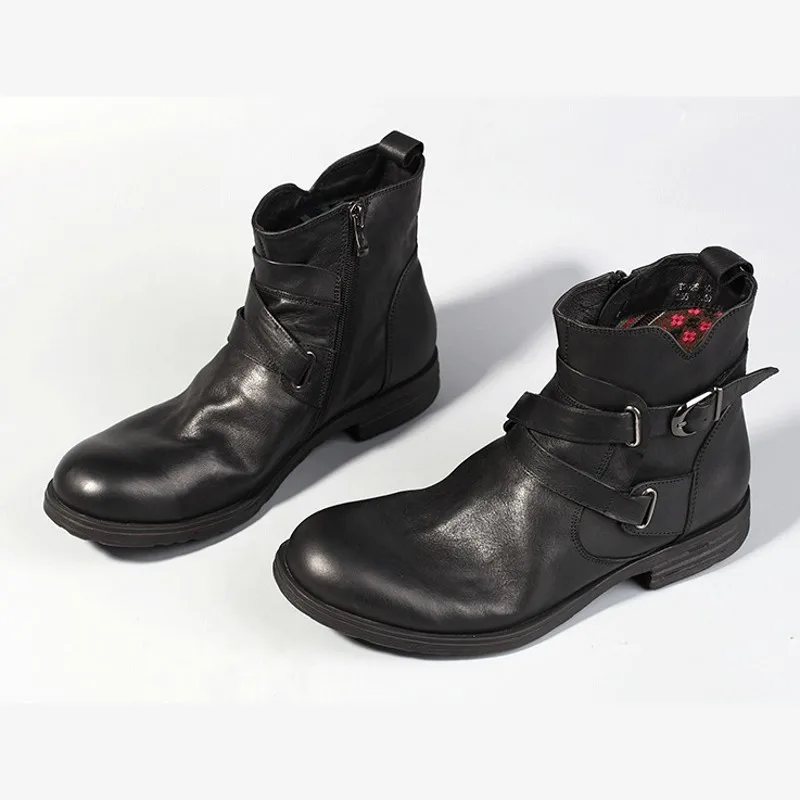 Ботинки мужские из натуральной кожи дышащие с высоким берцем черные/коричневые