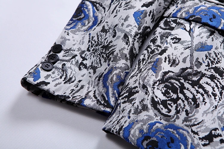 

Wedding Printed Coat for Men Party Nightclub Casual Blazer Single Breasted Host Singer Jacket Large Size Elegent Business