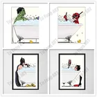 Картина на холсте Take A Bath, Супергерой из аниме Marvel, Человек-паук, Халк, постер для ванной комнаты, Настенная картина с забавным рисунком, домашний декор