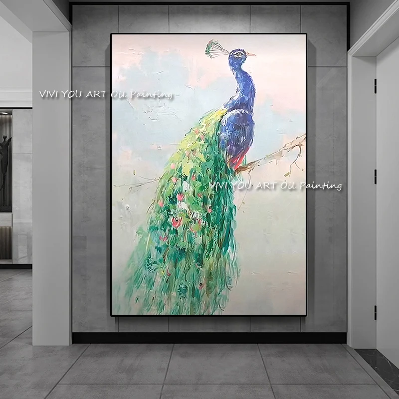 

The Peacock Animal Original Abstract Modern Pure Love Thick Oil Painting On Canvas Handpainted Textured Wall Art For Living Room