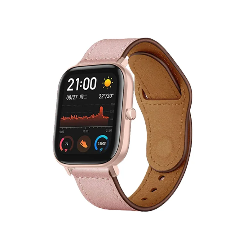 Ремешок кожаный для huami amazfit GTS браслет из натуральной кожи GTR 42 мм Аксессуары