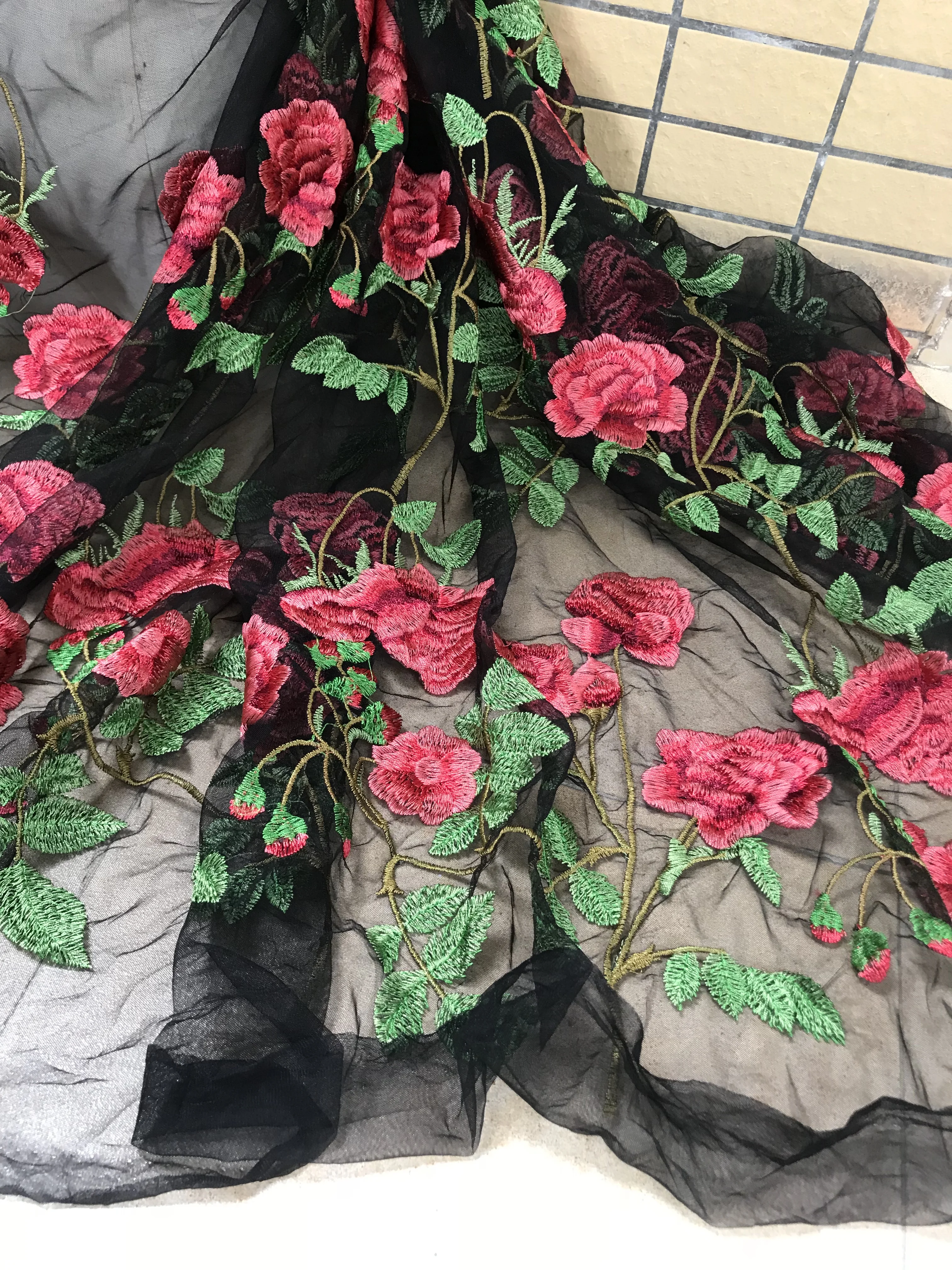 Модная Тюлевая вышивка французская сетчатая кружевная ткань фототкань с