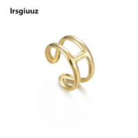 stainless steel 14k gold double line index finger ring womens french minimalist retro open ring adjustable 2021 fashion jewelry