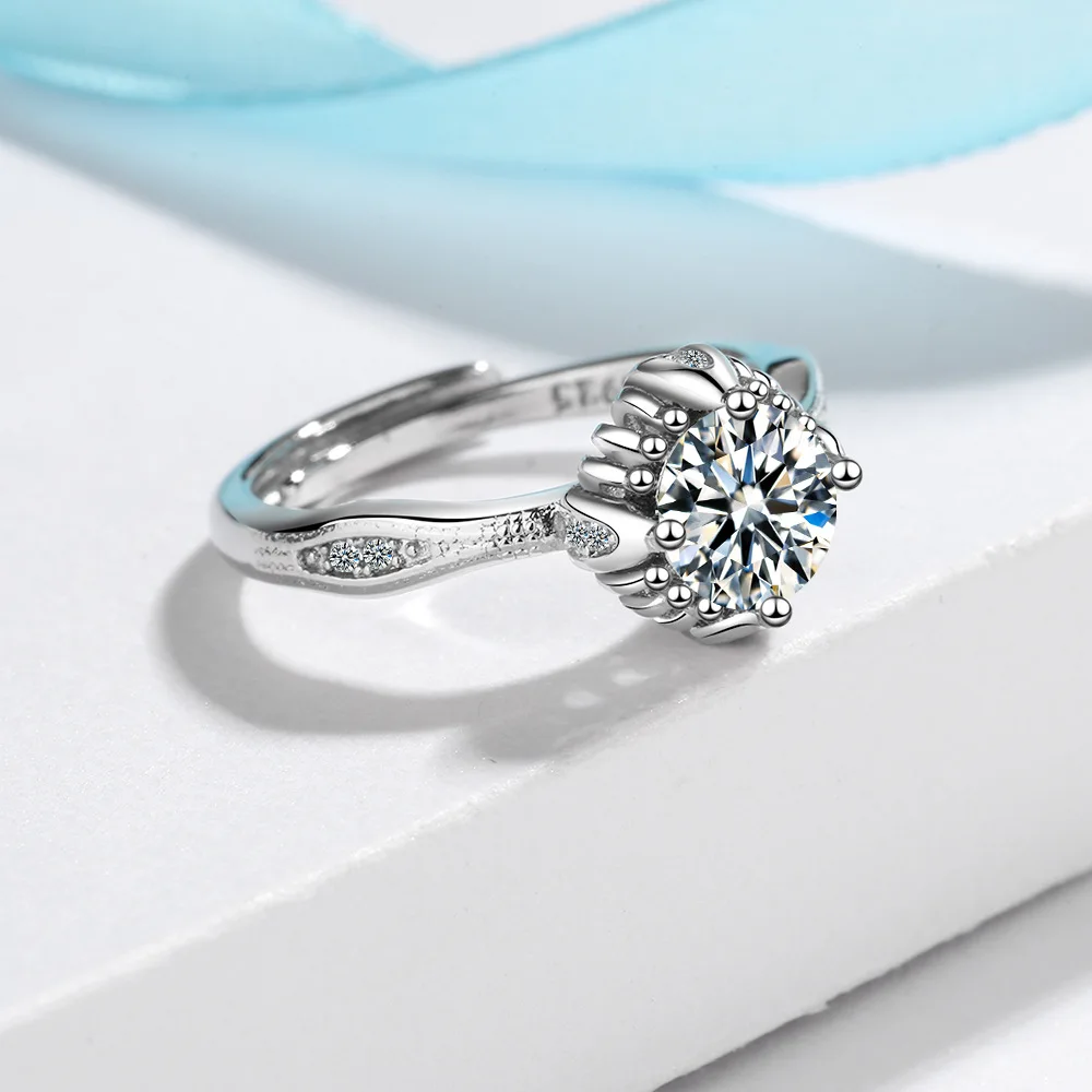 

TF-317 Sterling Silver Personality Multi-Claw Zircon Ring Adjustable Size Design Geometric Ring Birthday Jewelry Gifts For Women