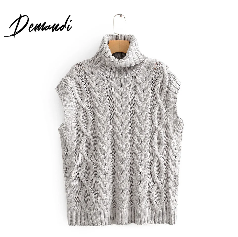 Demandi Трикотаж женский Осень и зима новый без рукавов цепи узор Повседневная