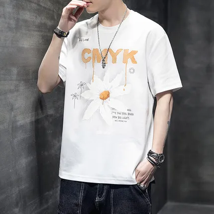 

Men's short sleeve t-shirt summer trend handsome casual half sleeve 455