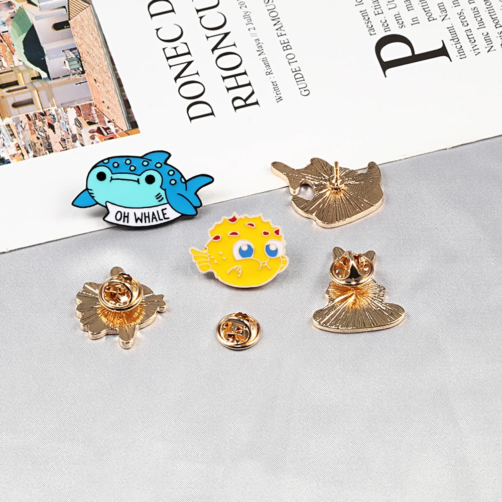 Эмалевые булавки в виде акулы Кита осьминога воздушной рыбы морские животные