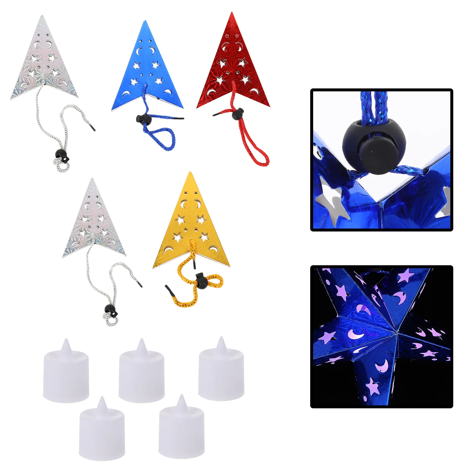 

5sets Xmas Five-pointed Star Hanging Light Creative Pendant Lamp Party Layout Decor