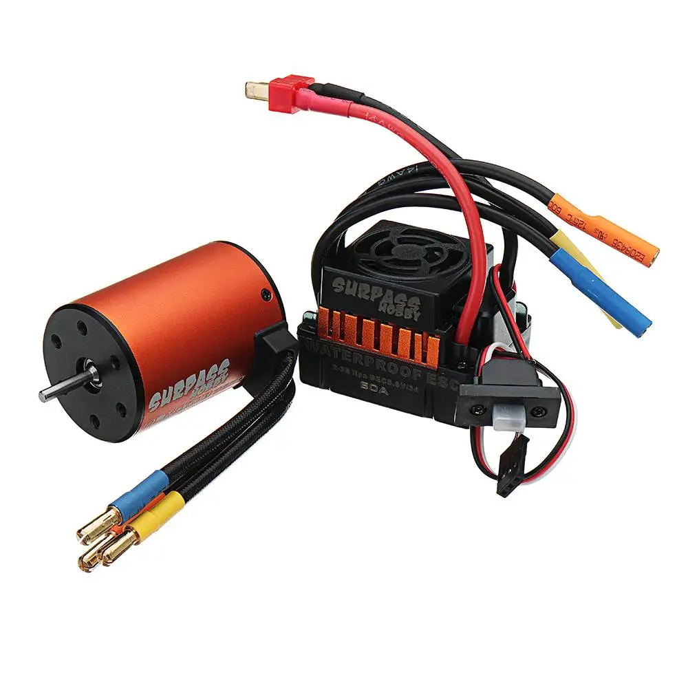 

Surpass Hobby водонепроницаемый 3650 4300KV бесщеточный ру автомобиль Motor с 60A набор ESC для 1/10 RC Car
