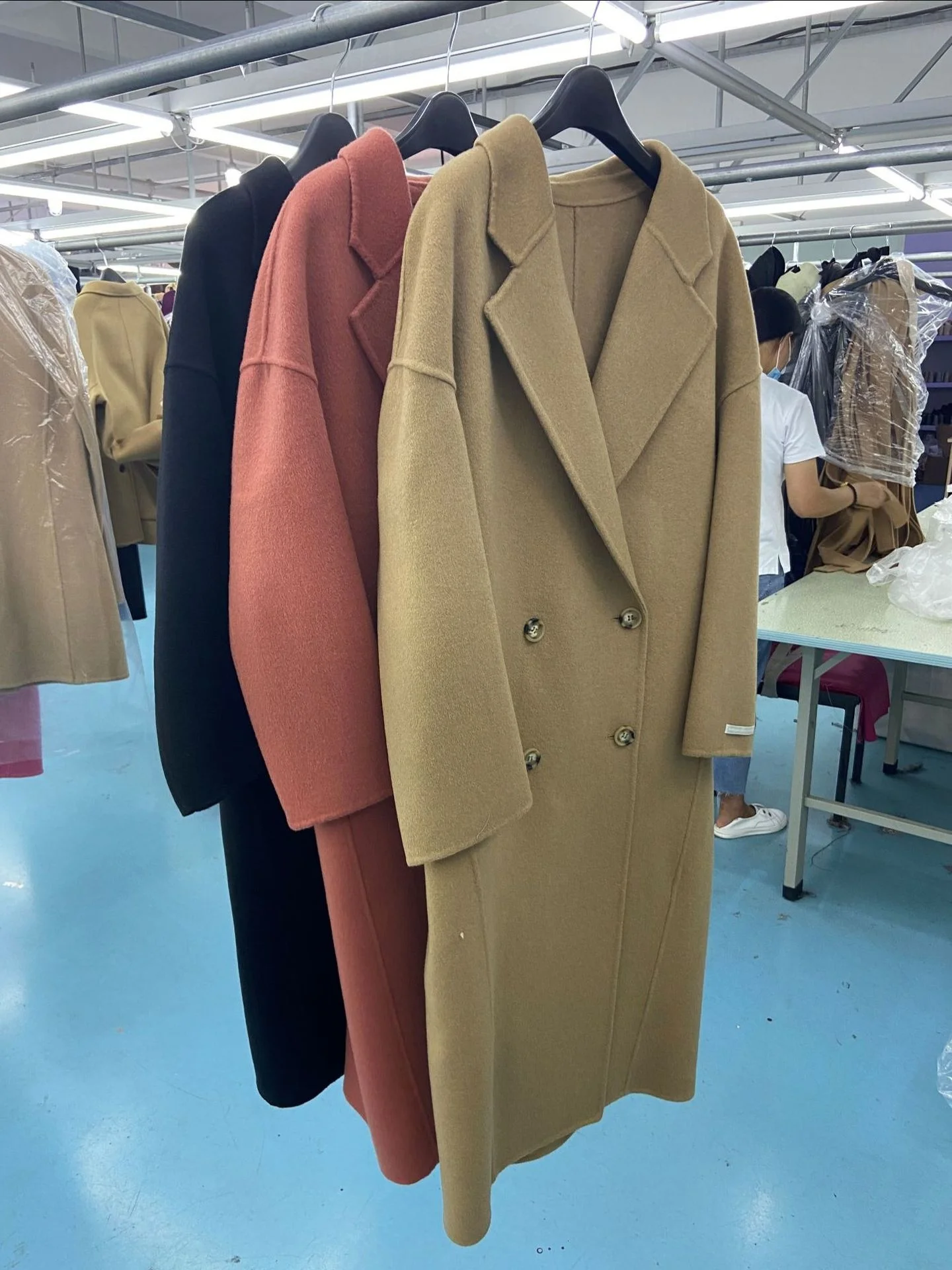 

SHZQ зима 2021 корейское классическое высококачественное двубортное Черное длинное пальто из 100% шерсти женское свободное шерстяное пальто руч...